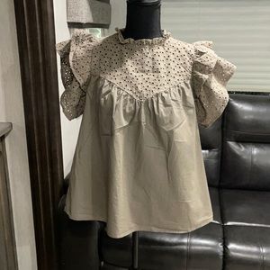 Flutter Sleeve Eyelet Top